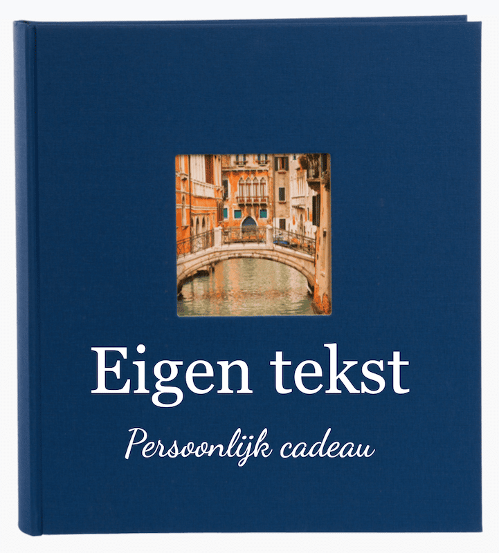 rollen Aanhoudend Afscheid Gepersonaliseerd Linnen Fotoalbum (met opening) 30x31 cm | Blauw